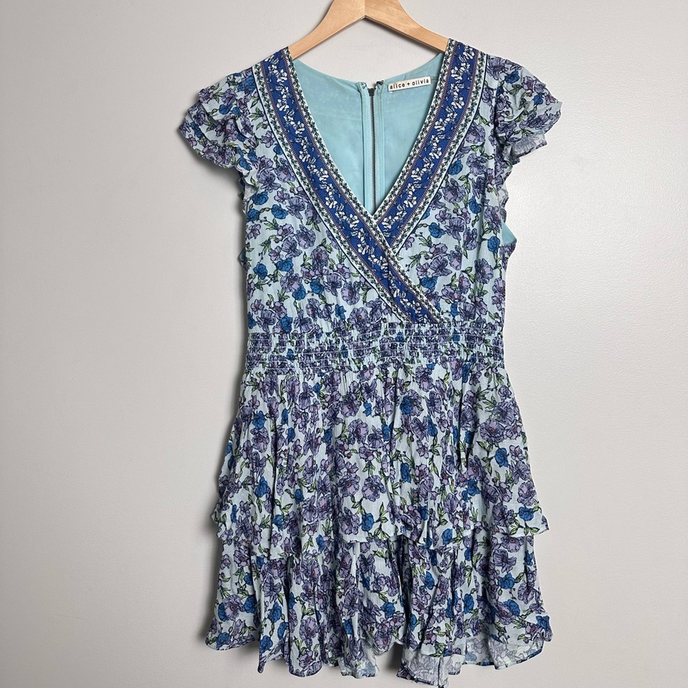 ALICE + OLIVIA 
Marissa Floral Wrap Skort Romper - Picture 5 of 8